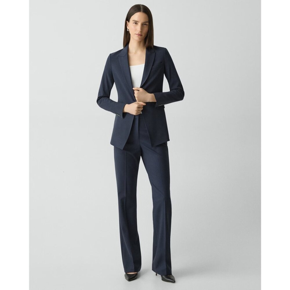 Theory Dark Blue Navy Wool Pant Suit Designer Career Wear Office Professional Si